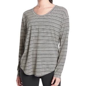 Athleta Cloudlight Stratus Long Sleeve Striped Shirt Black White Size Medium